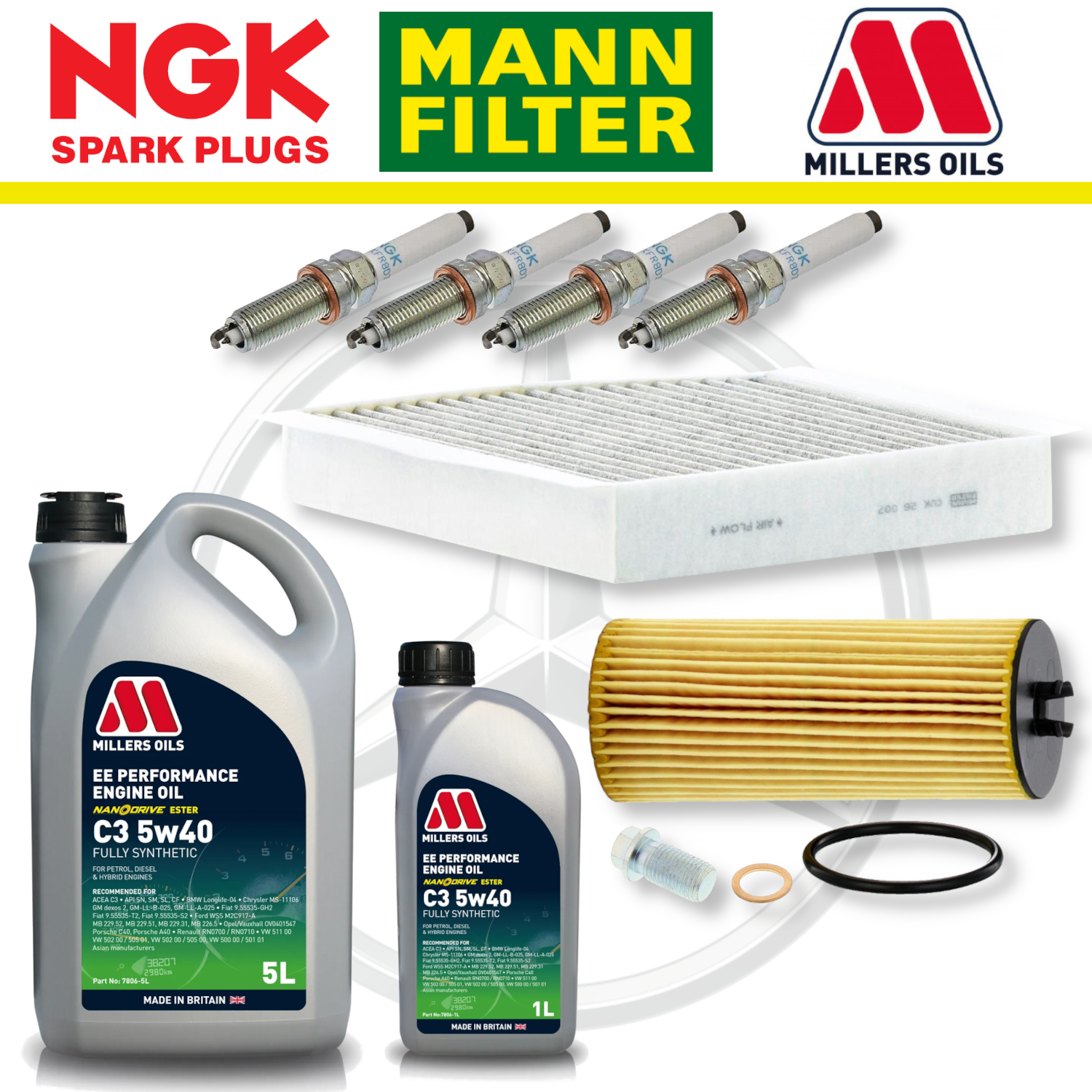 Mercedes A45 W176 CLA45 C117 AMG M133 Paquete de servicio a domicilio - Aceite Millers Premium