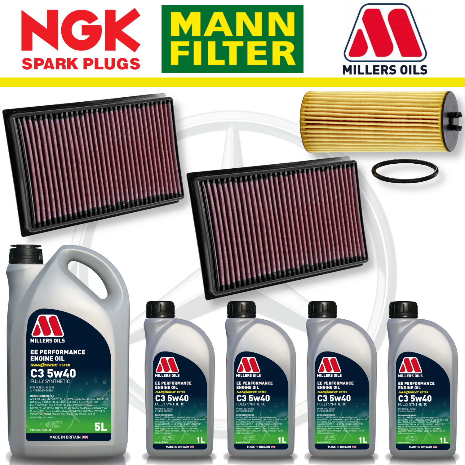 Pack d'entretien à domicile pour Mercedes AMG GT M178 - Millers Oil Premium