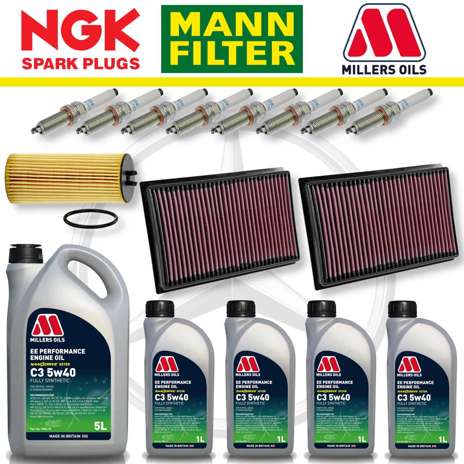 Pack d'entretien à domicile pour Mercedes AMG GT M178 - Millers Oil Premium