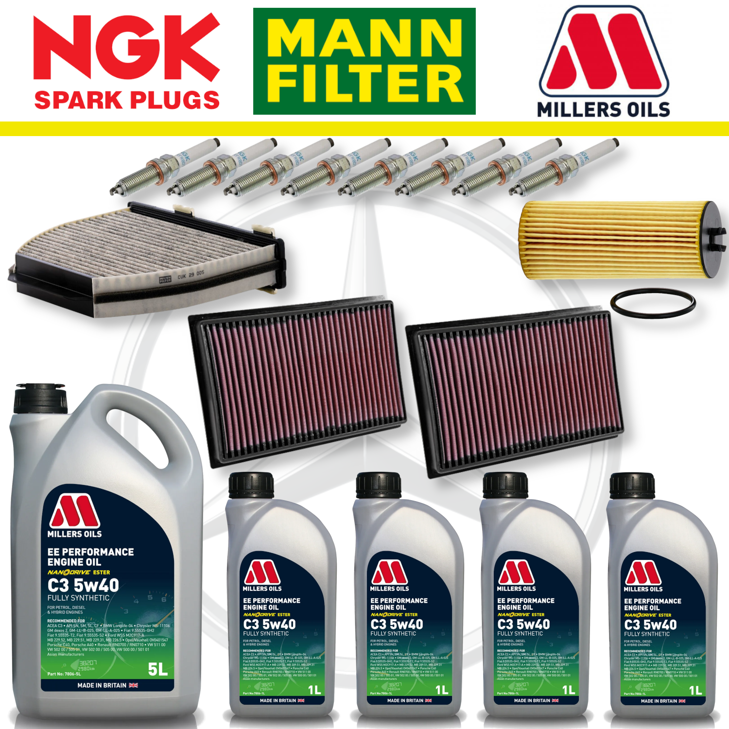 Pack d'entretien à domicile pour Mercedes AMG GT M178 - Millers Oil Premium