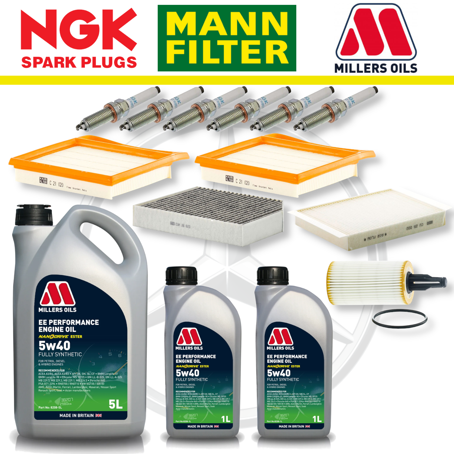 Mercedes C43 W205 AMG M276 Home Service Pack - Millers Oil Premium