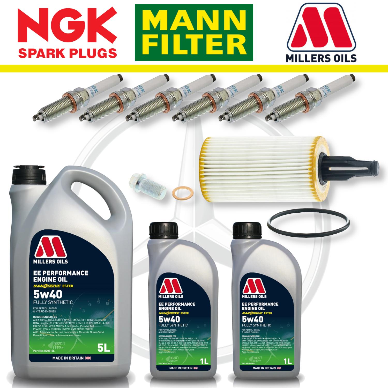 Pack d'entretien à domicile pour Mercedes C43 W205 AMG M276 - Millers Oil Premium