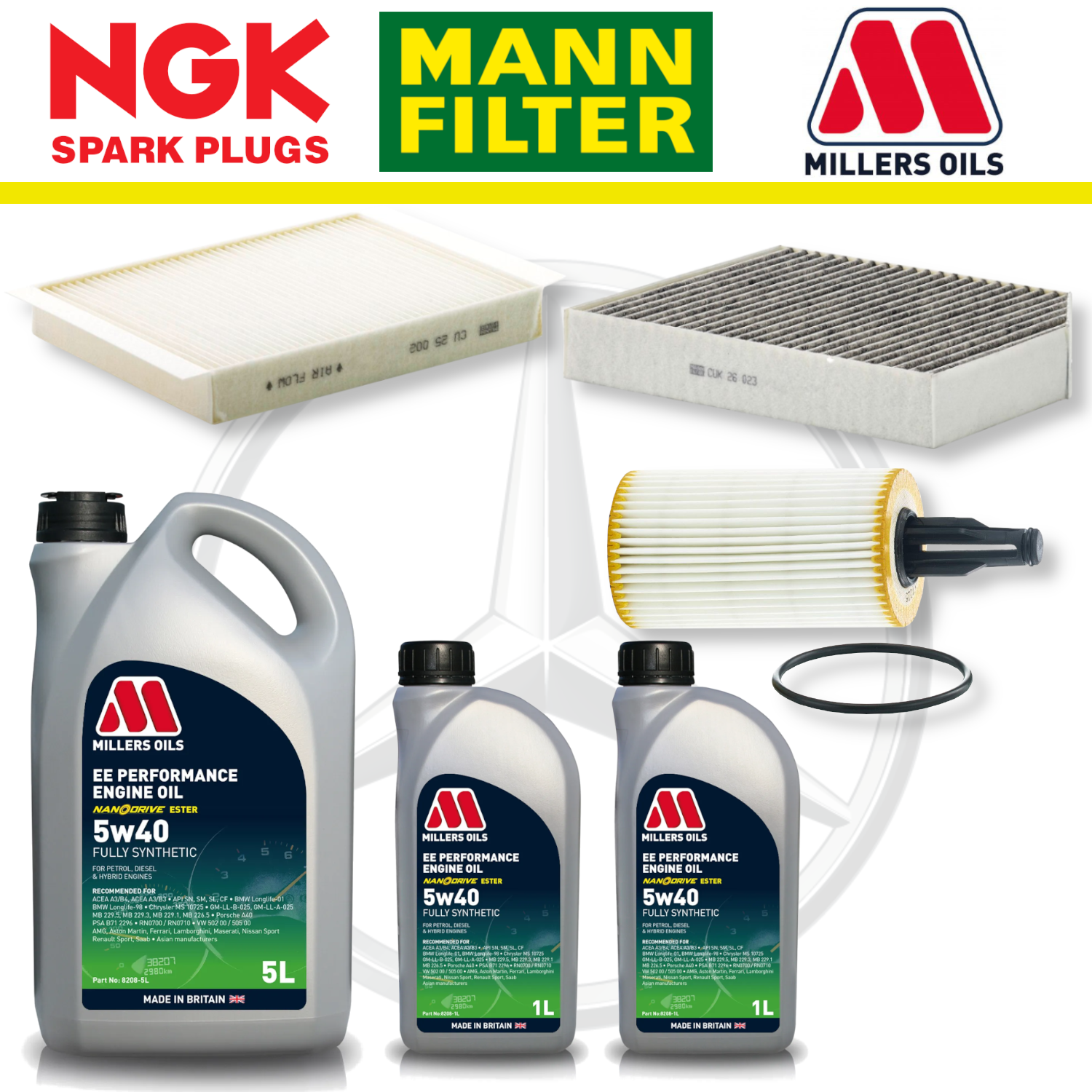 Mercedes C43 W205 AMG M276 Home Service Pack - Millers Oil Premium