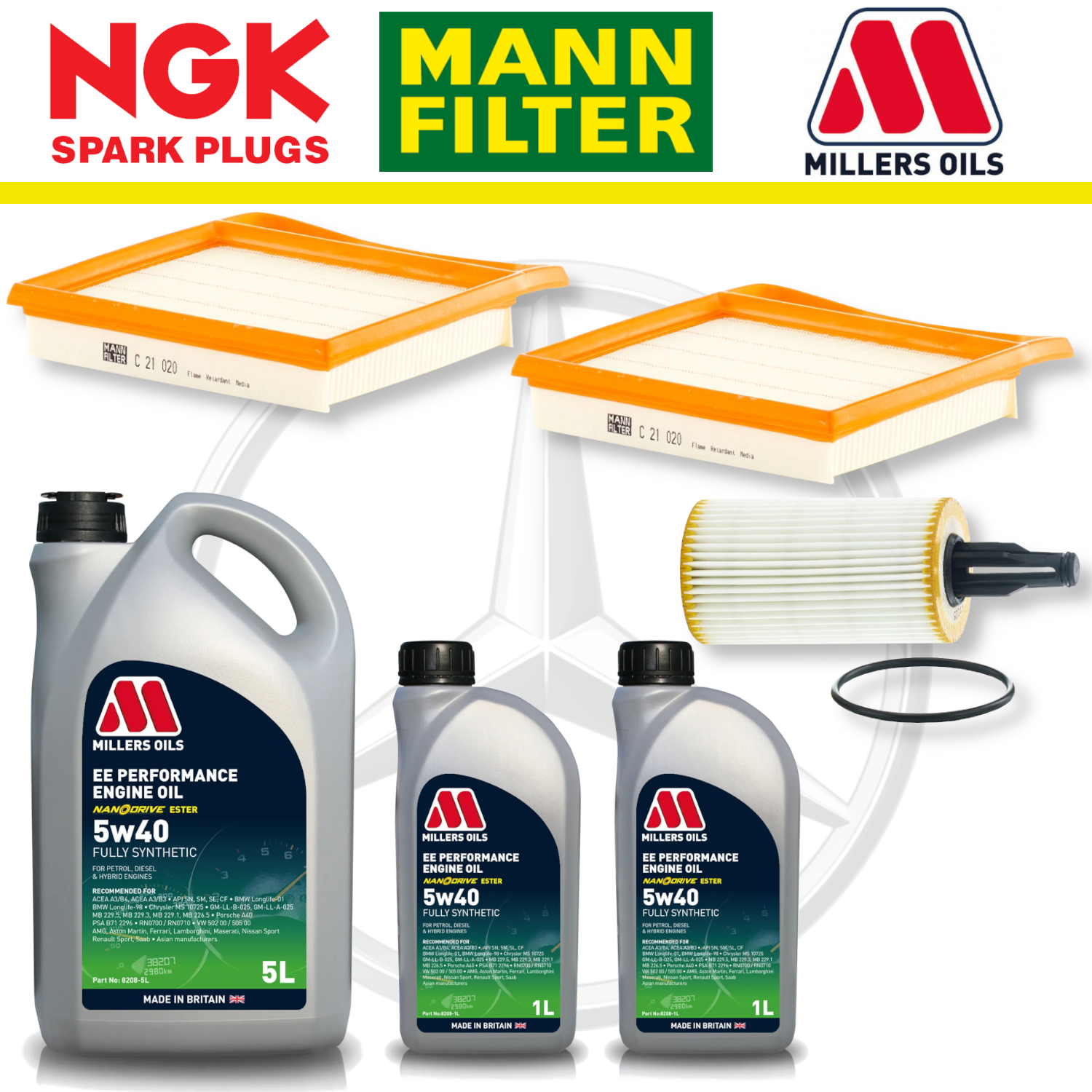 Mercedes C43 W205 AMG M276 Home Service Pack - Millers Oil Premium