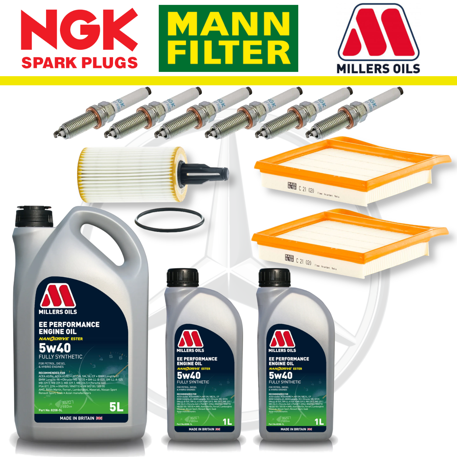 Mercedes C43 W205 AMG M276 Home Service Pack - Millers Oil Premium