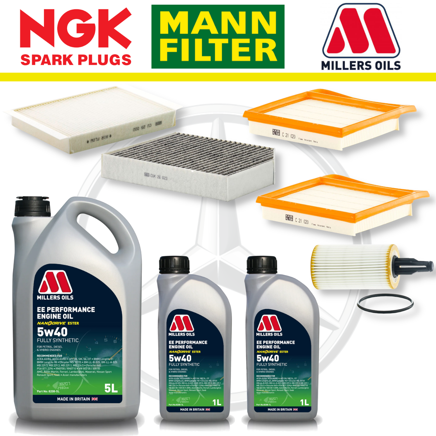 Mercedes C43 W205 AMG M276 Home Service Pack - Millers Oil Premium
