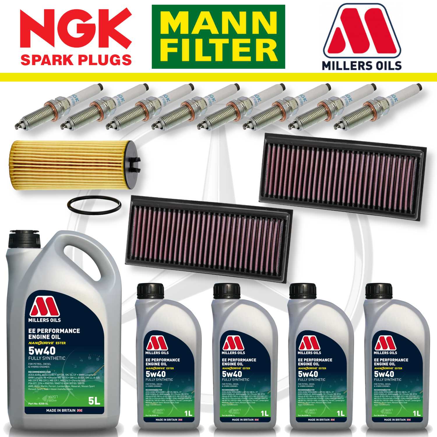 Mercedes C63 W205 AMG M177 Home Service Pack - Millers Oil Premium