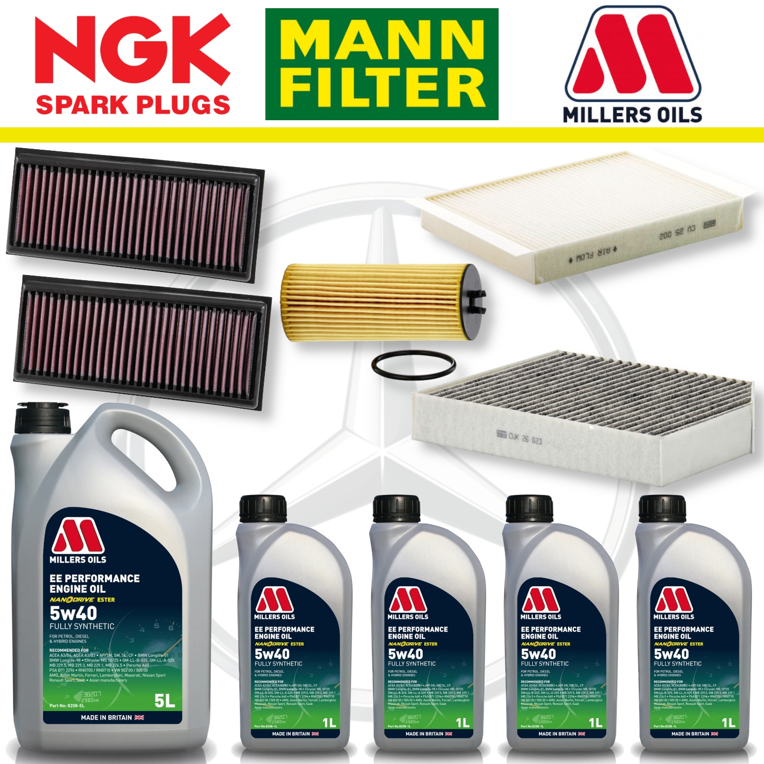 Mercedes C63 W205 AMG M177 Home Service Pack - Millers Oil Premium