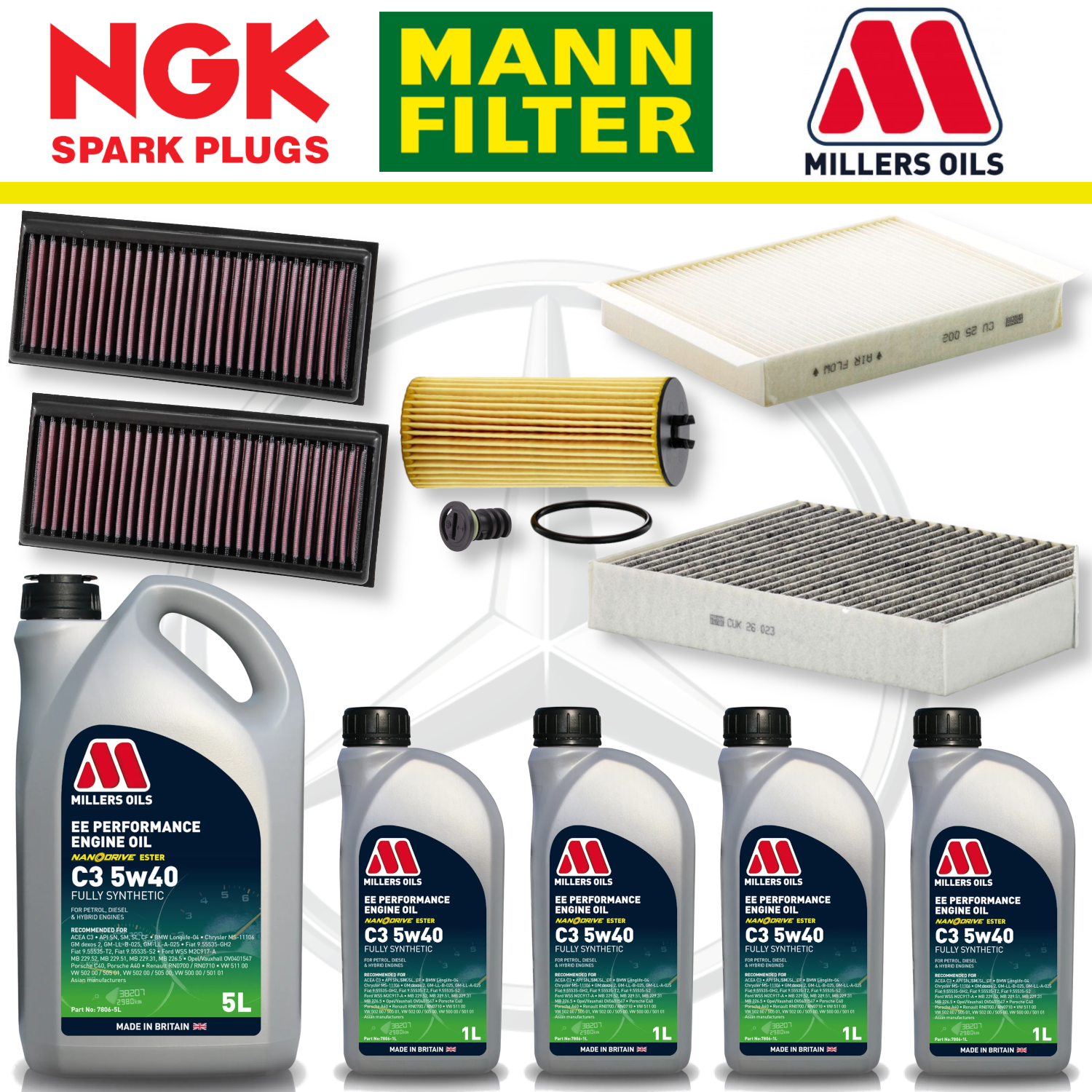 Mercedes C63 W205 AMG M177 Paquete de servicio a domicilio - Aceite Millers Premium