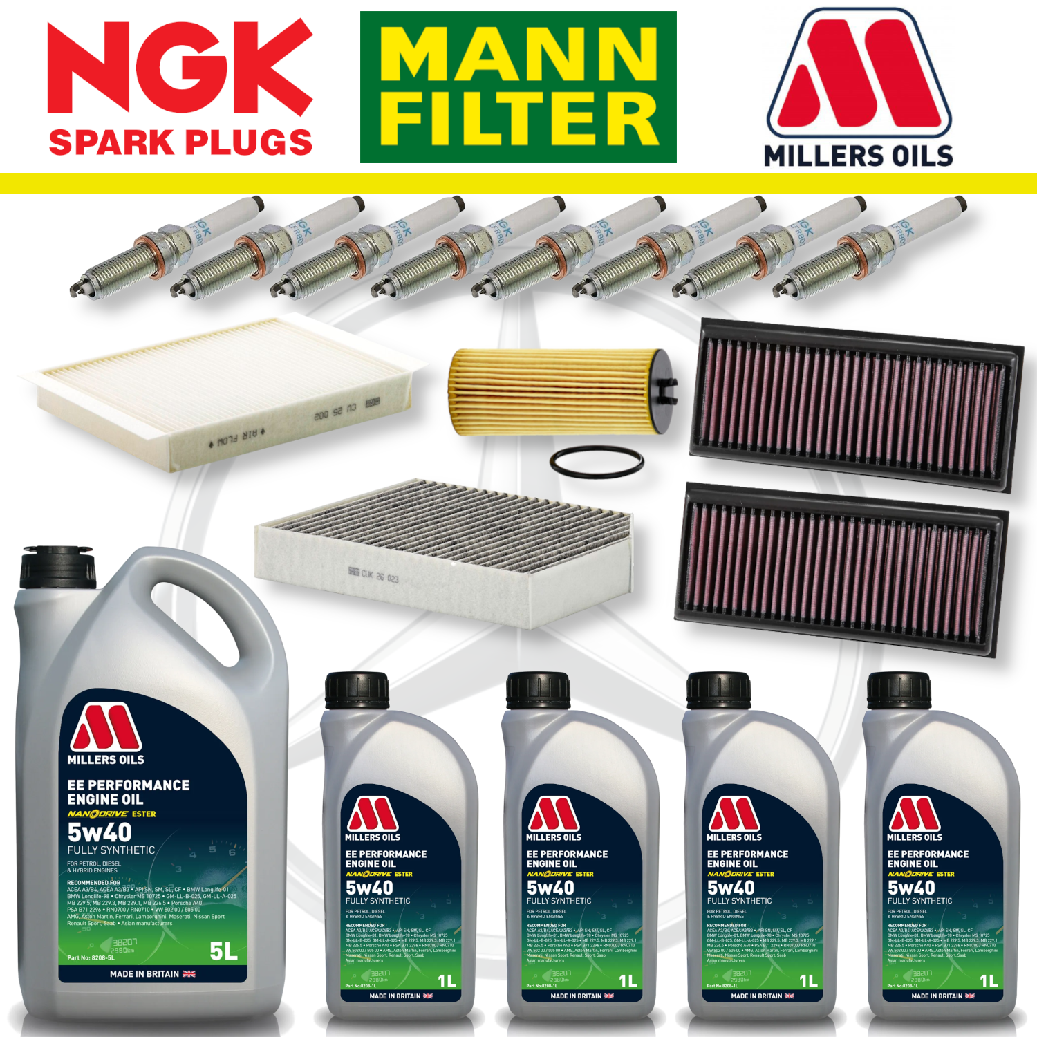 Mercedes C63 W205 AMG M177 Home Service Pack - Millers Oil Premium