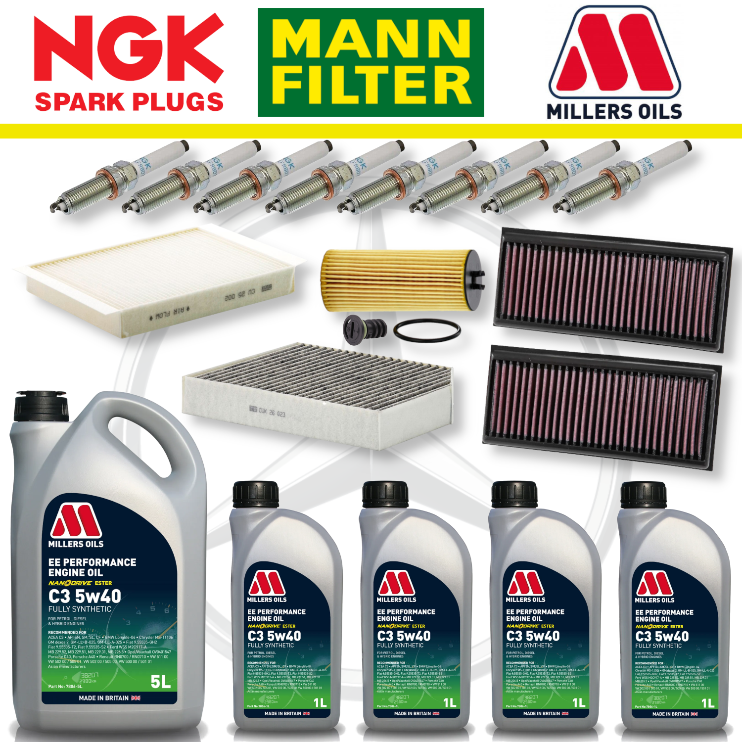 Mercedes C63 W205 AMG M177 Paquete de servicio a domicilio - Aceite Millers Premium