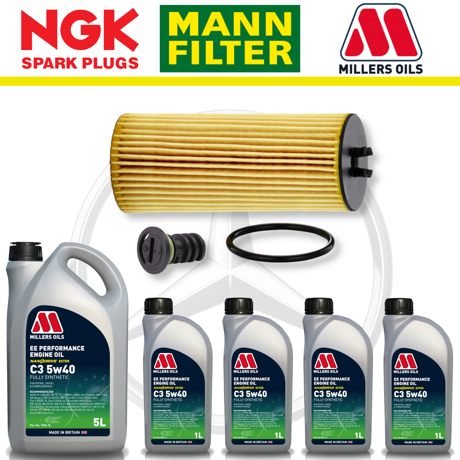 Mercedes C63 W205 AMG M177 Paquete de servicio a domicilio - Aceite Millers Premium