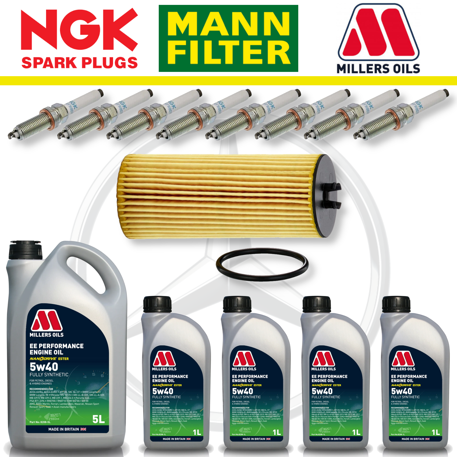 Mercedes C63 W205 AMG M177 Home Service Pack - Millers Oil Premium