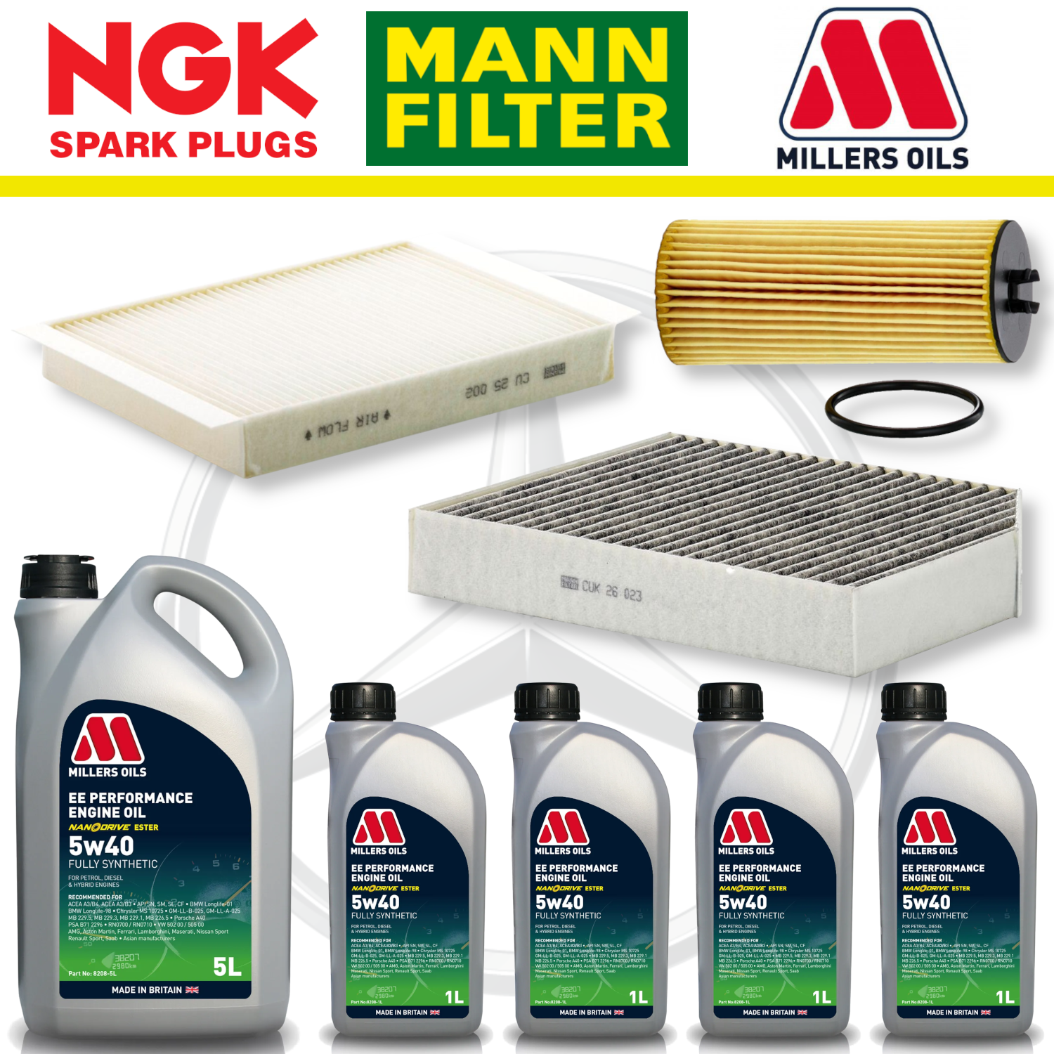 Mercedes C63 W205 AMG M177 Home Service Pack - Millers Oil Premium