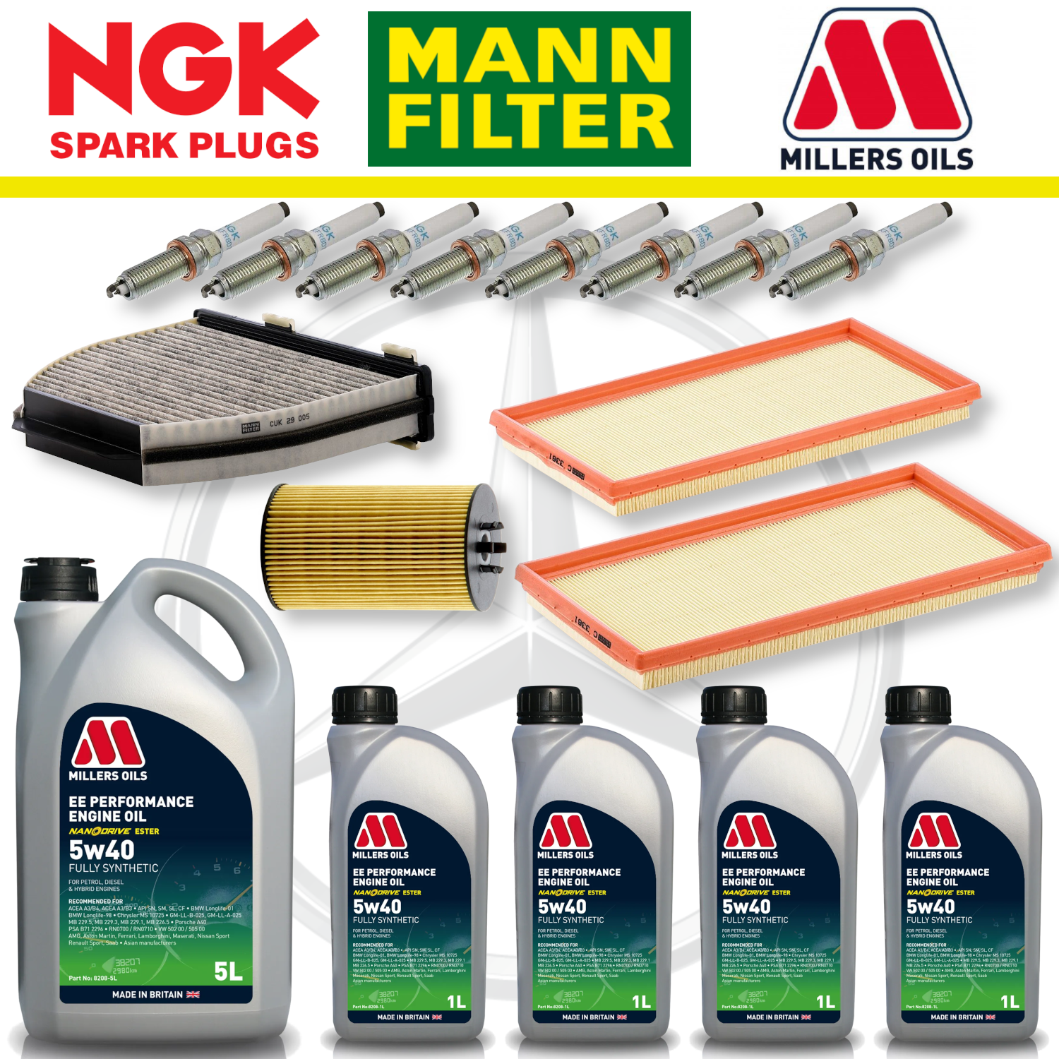 Mercedes E63 W212 AMG 6.2 M156 Home Service Pack - Millers Oil Premium