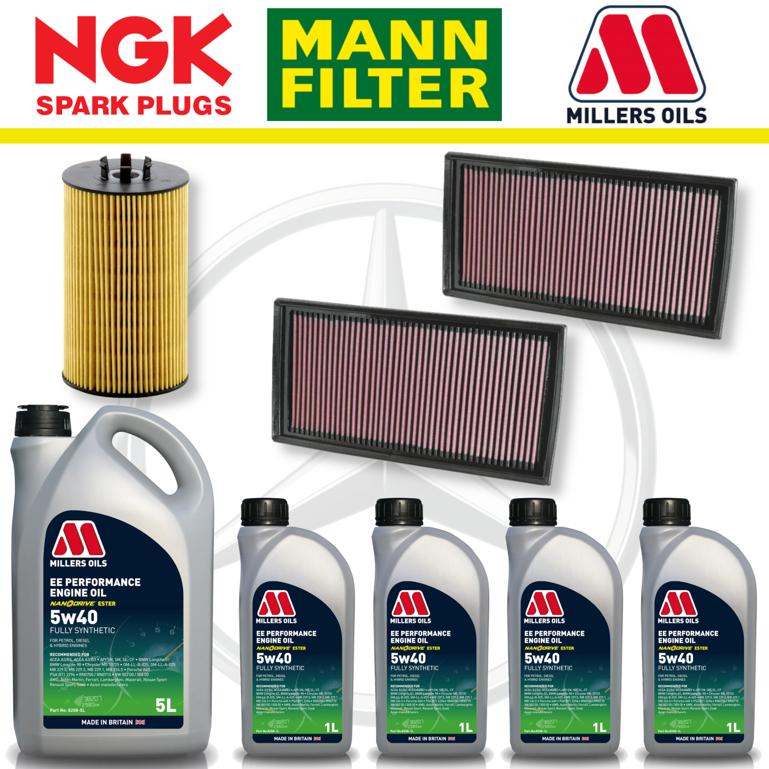 Mercedes E63 W212 AMG 6.2 M156 Home Service Pack - Millers Oil Premium