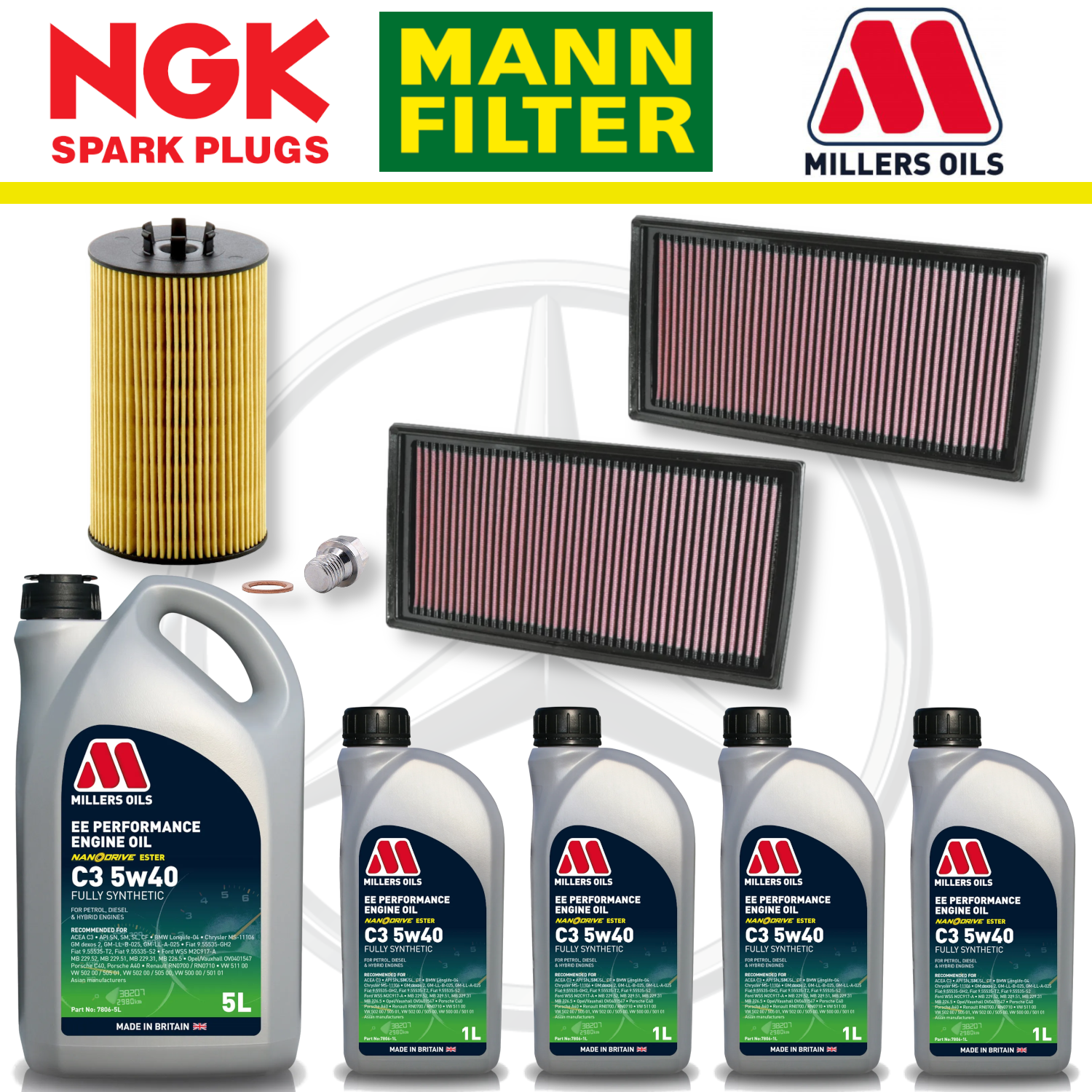 Mercedes E63 W212 AMG 6.2 M156 Home Service Pack - Millers Oil Premium