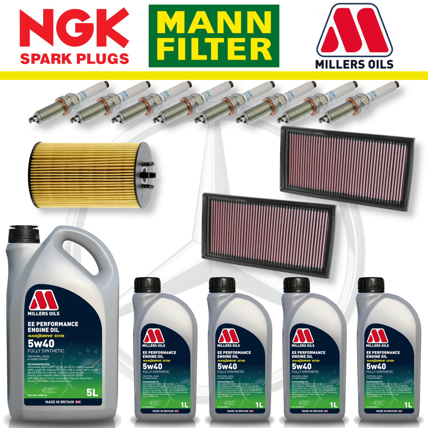 Mercedes E63 W212 AMG 6.2 M156 Home Service Pack - Millers Oil Premium