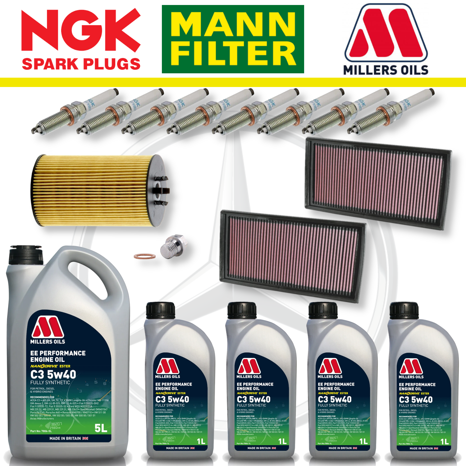 Mercedes E63 W212 AMG 6.2 M156 Home Service Pack - Millers Oil Premium