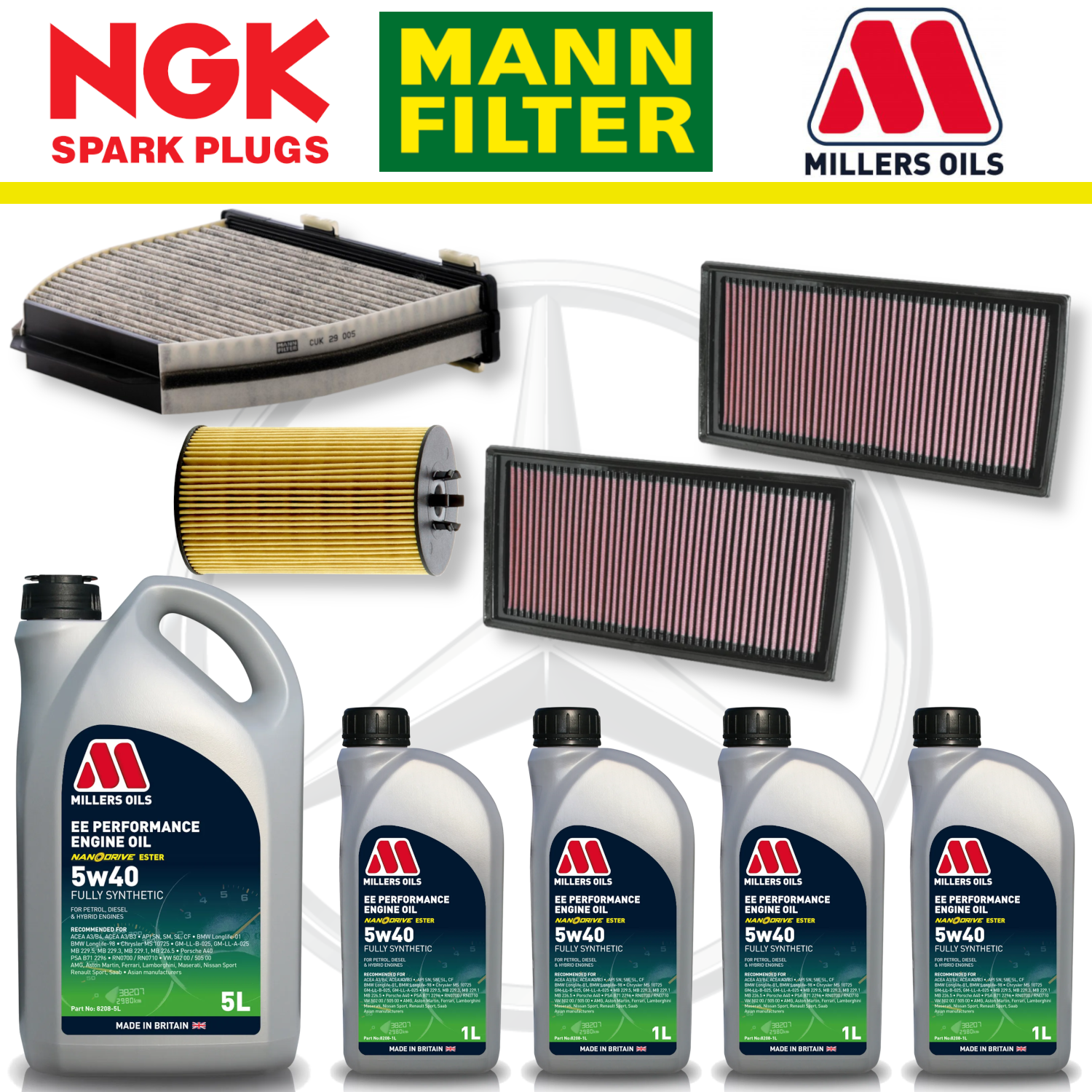 Mercedes E63 W212 AMG 6.2 M156 Home Service Pack - Millers Oil Premium