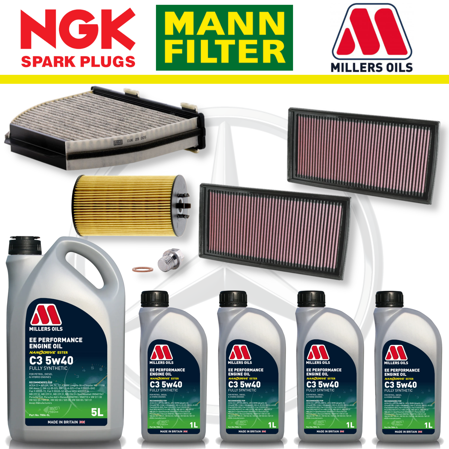 Mercedes E63 W212 AMG 6.2 M156 Home Service Pack - Millers Oil Premium