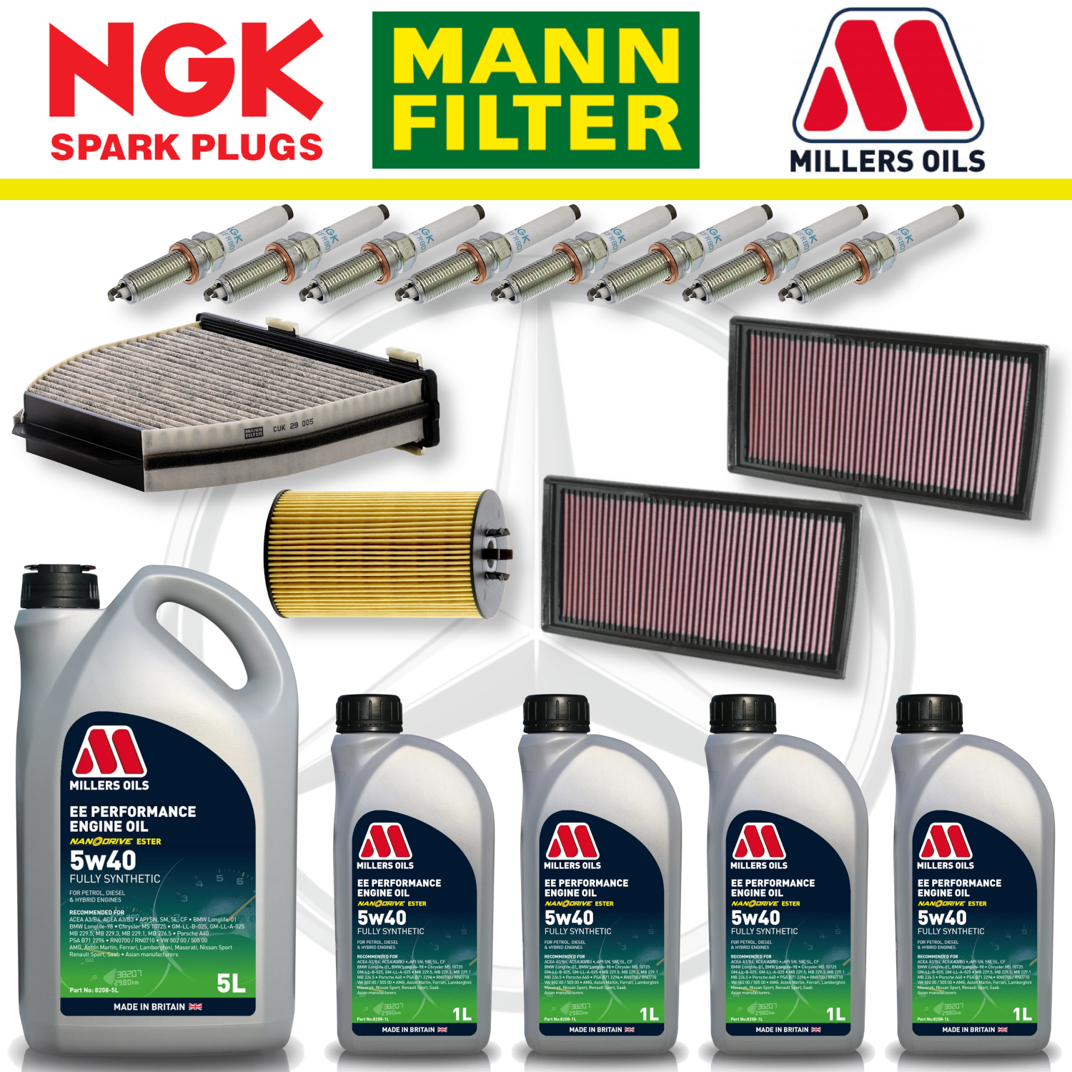 Mercedes E63 W212 AMG 6.2 M156 Home Service Pack - Millers Oil Premium