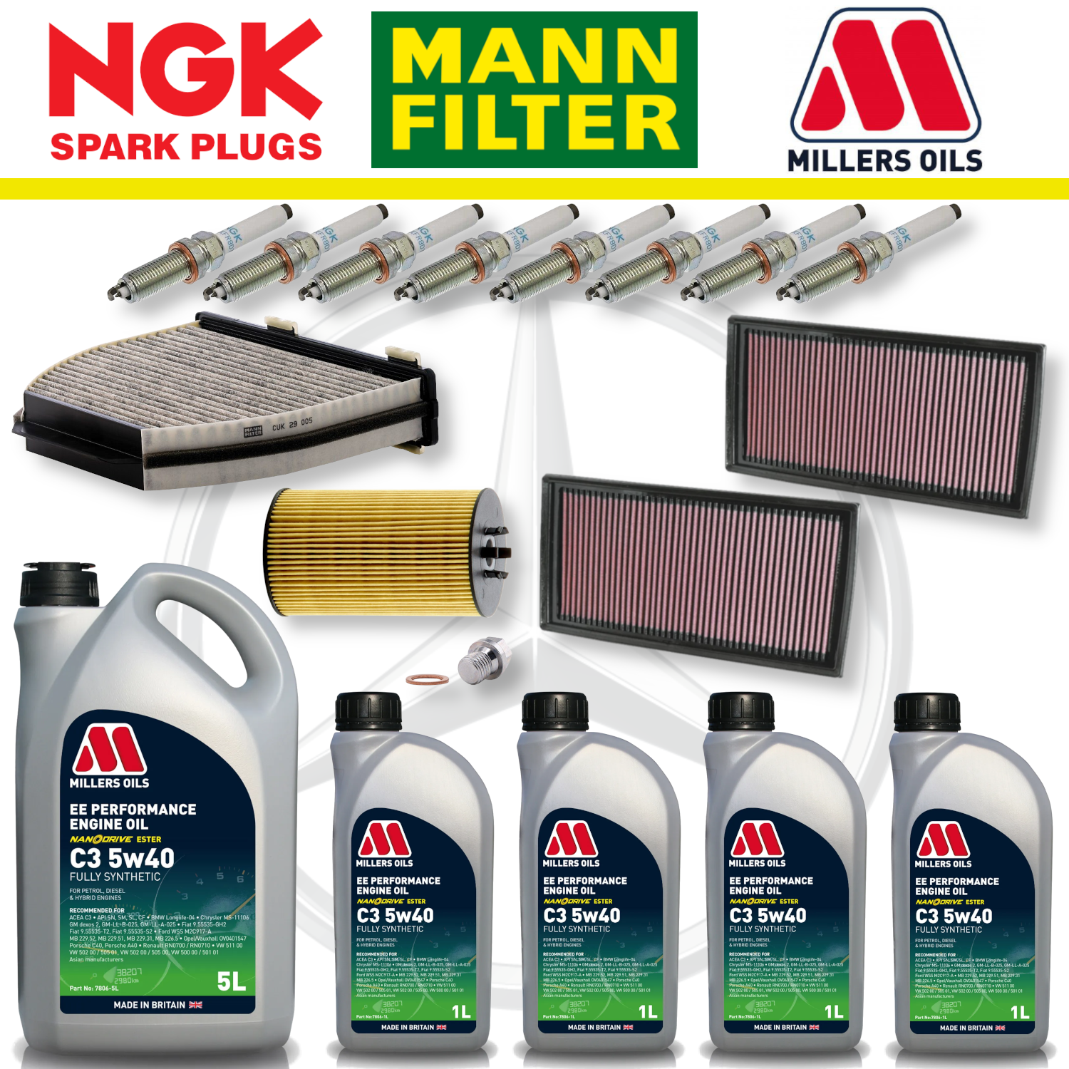 Mercedes E63 W212 AMG 6.2 M156 Home Service Pack - Millers Oil Premium