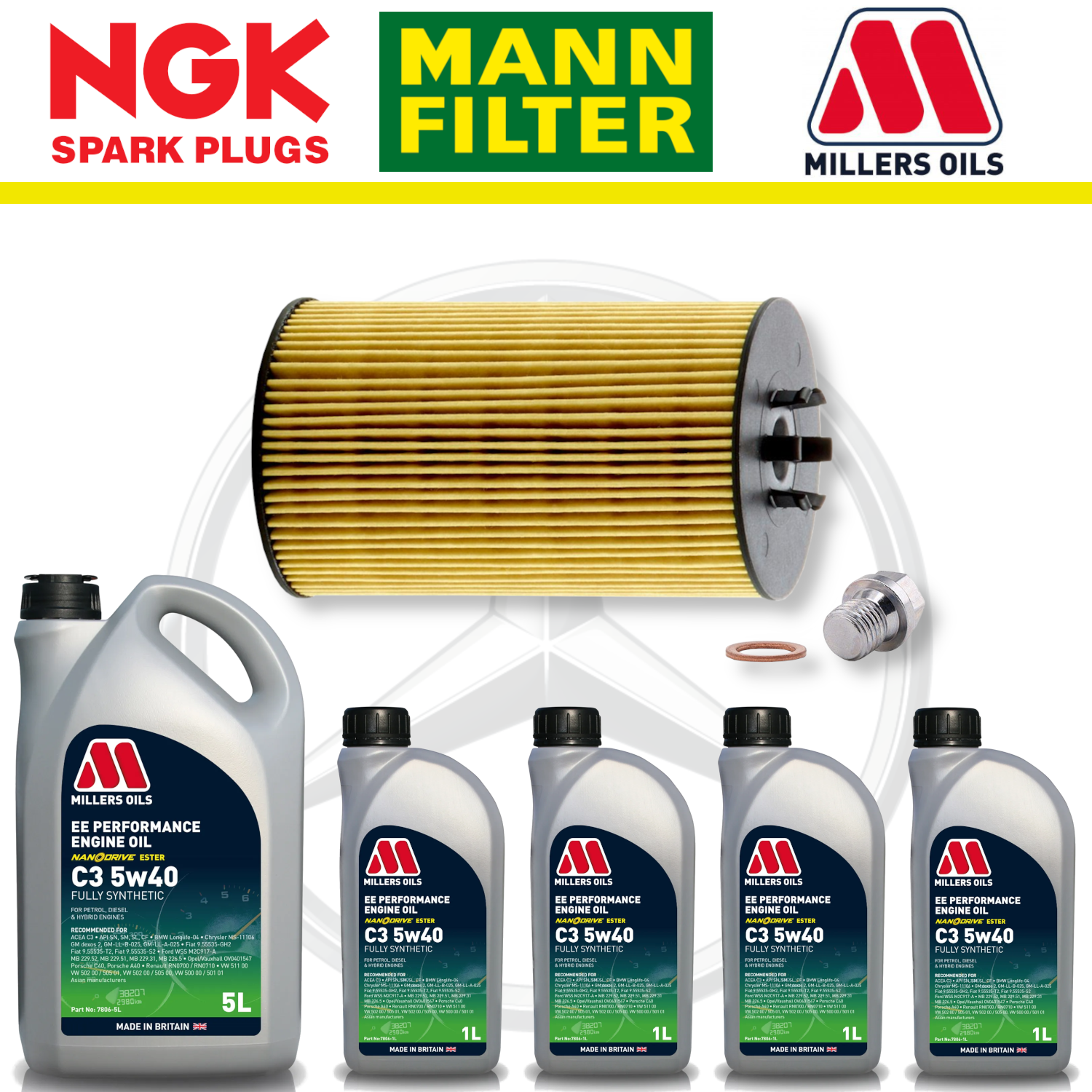 Mercedes E63 W212 AMG 6.2 M156 Home Service Pack - Millers Oil Premium