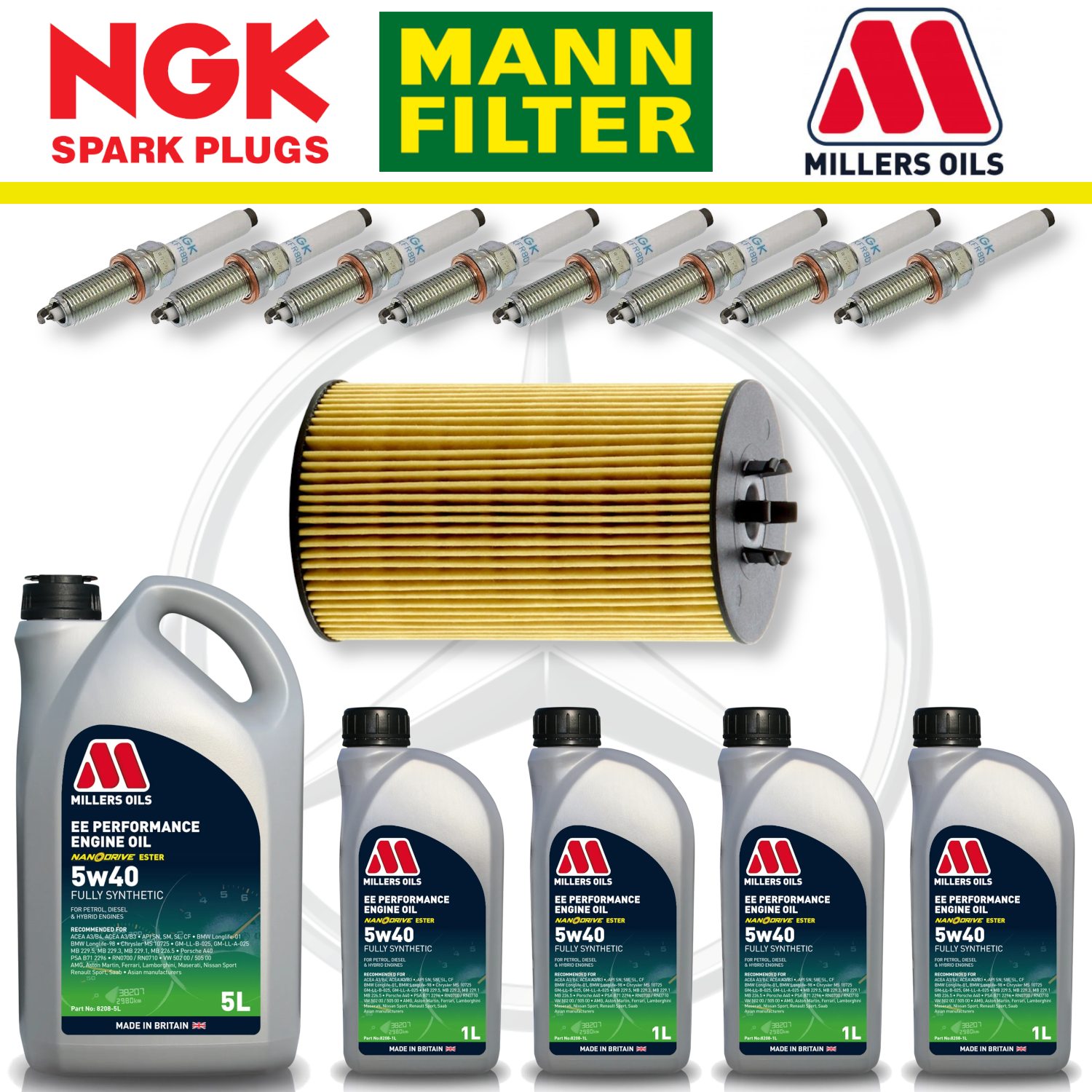 Mercedes E63 W212 AMG 6.2 M156 Home Service Pack - Millers Oil Premium