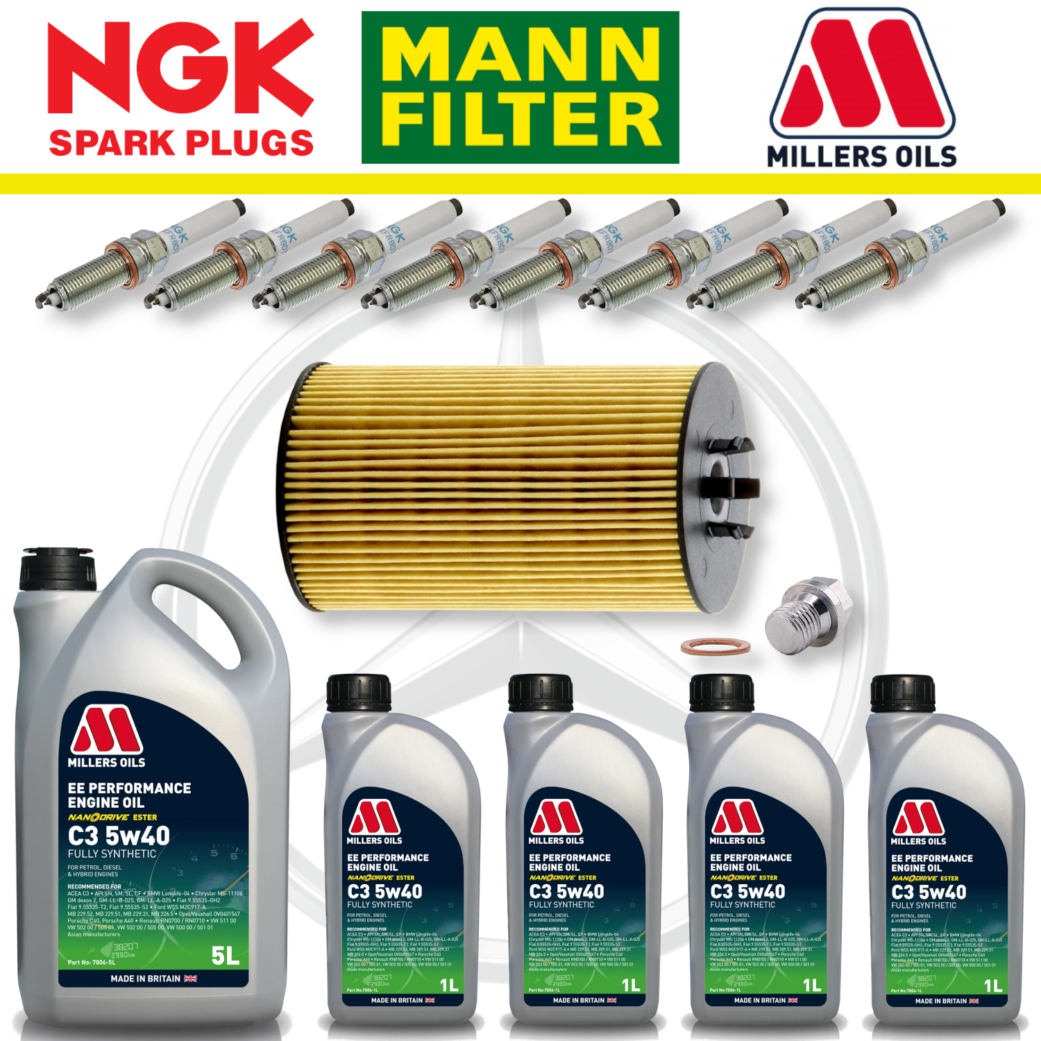 Mercedes E63 W212 AMG 6.2 M156 Home Service Pack - Millers Oil Premium