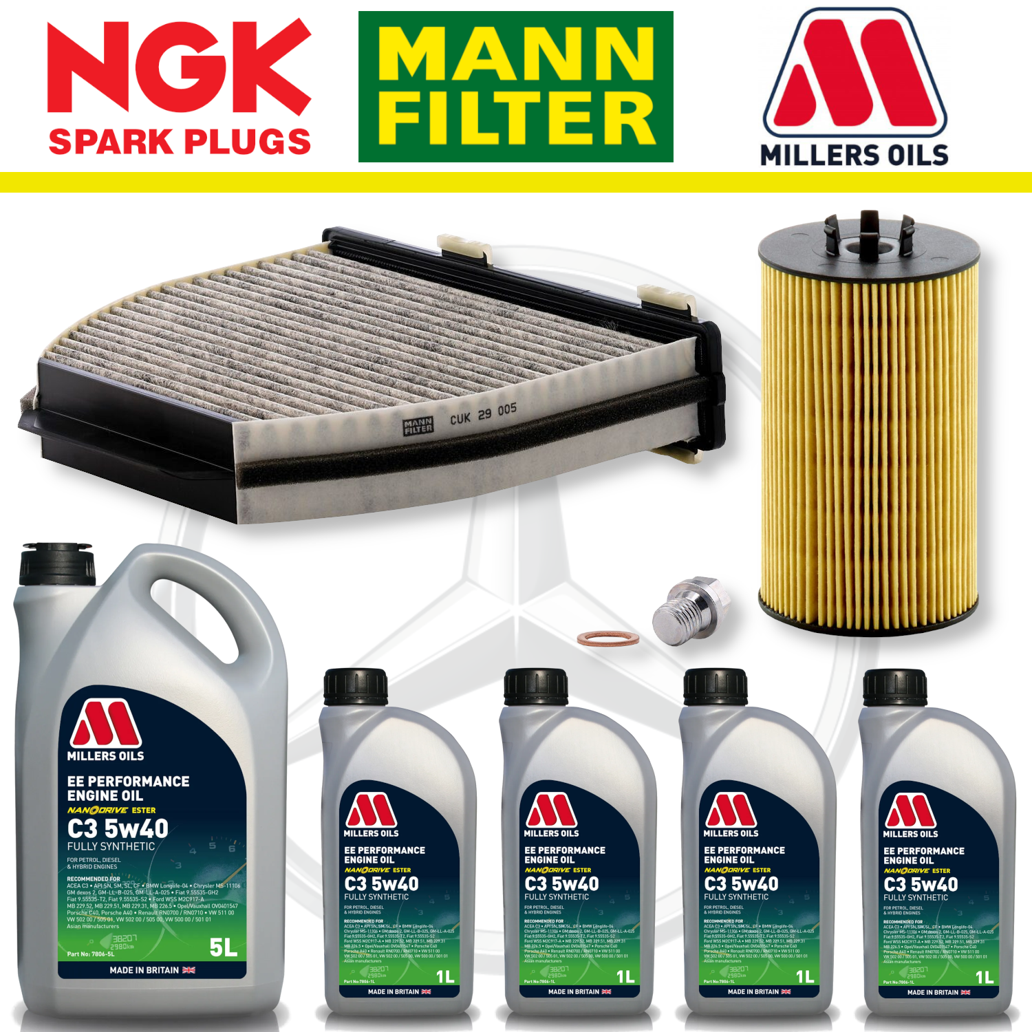 Mercedes E63 W212 AMG 6.2 M156 Home Service Pack - Millers Oil Premium