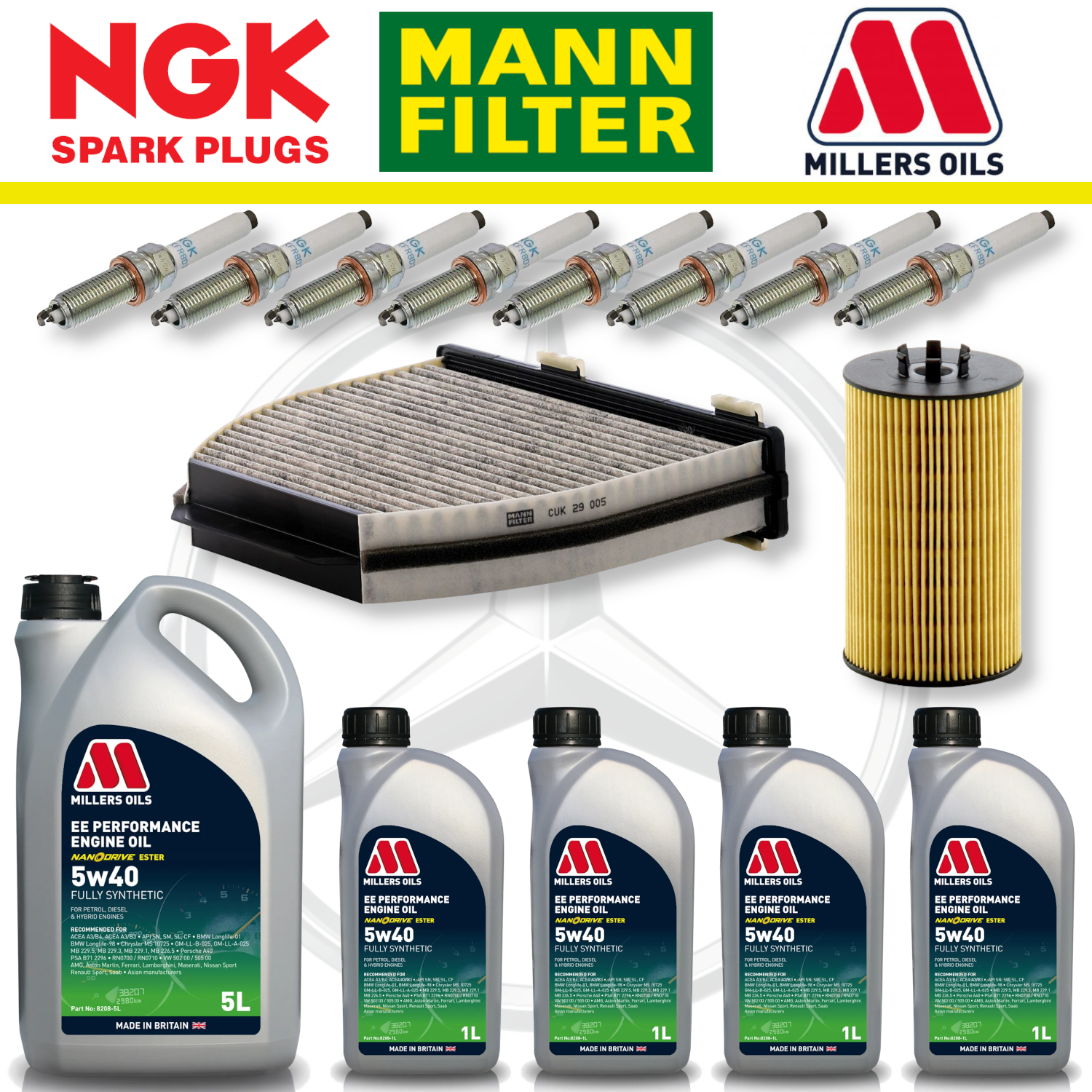 Mercedes E63 W212 AMG 6.2 M156 Home Service Pack - Millers Oil Premium