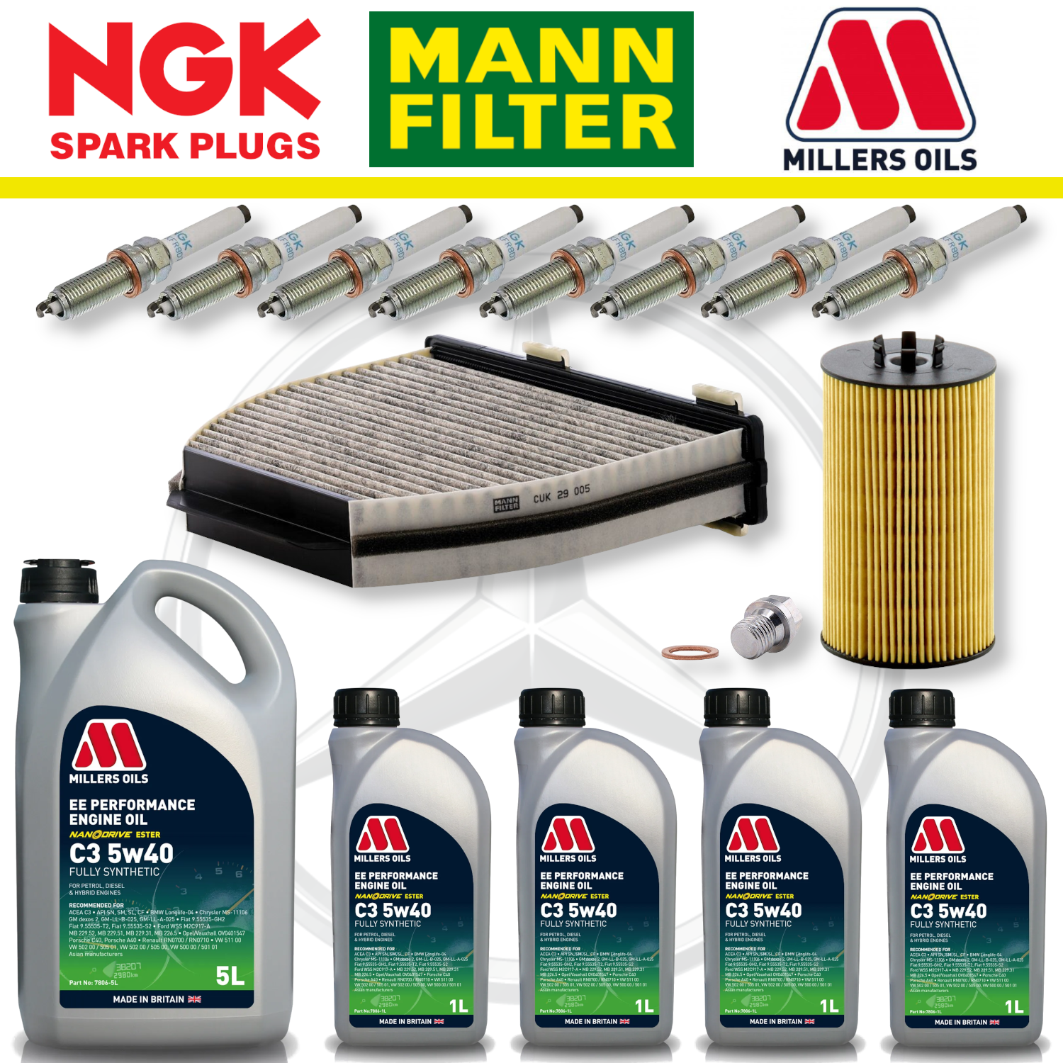 Mercedes E63 W212 AMG 6.2 M156 Home Service Pack - Millers Oil Premium