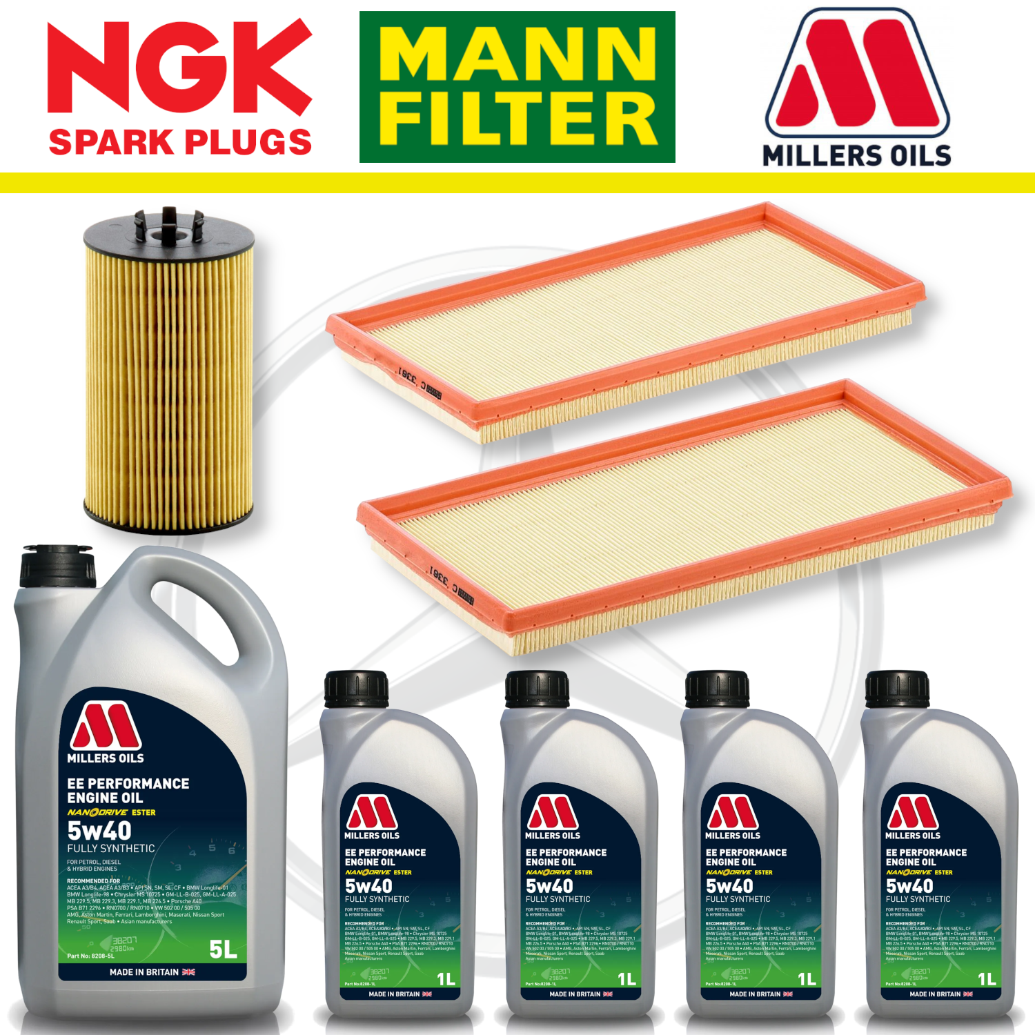 Mercedes E63 W212 AMG 6.2 M156 Home Service Pack - Millers Oil Premium