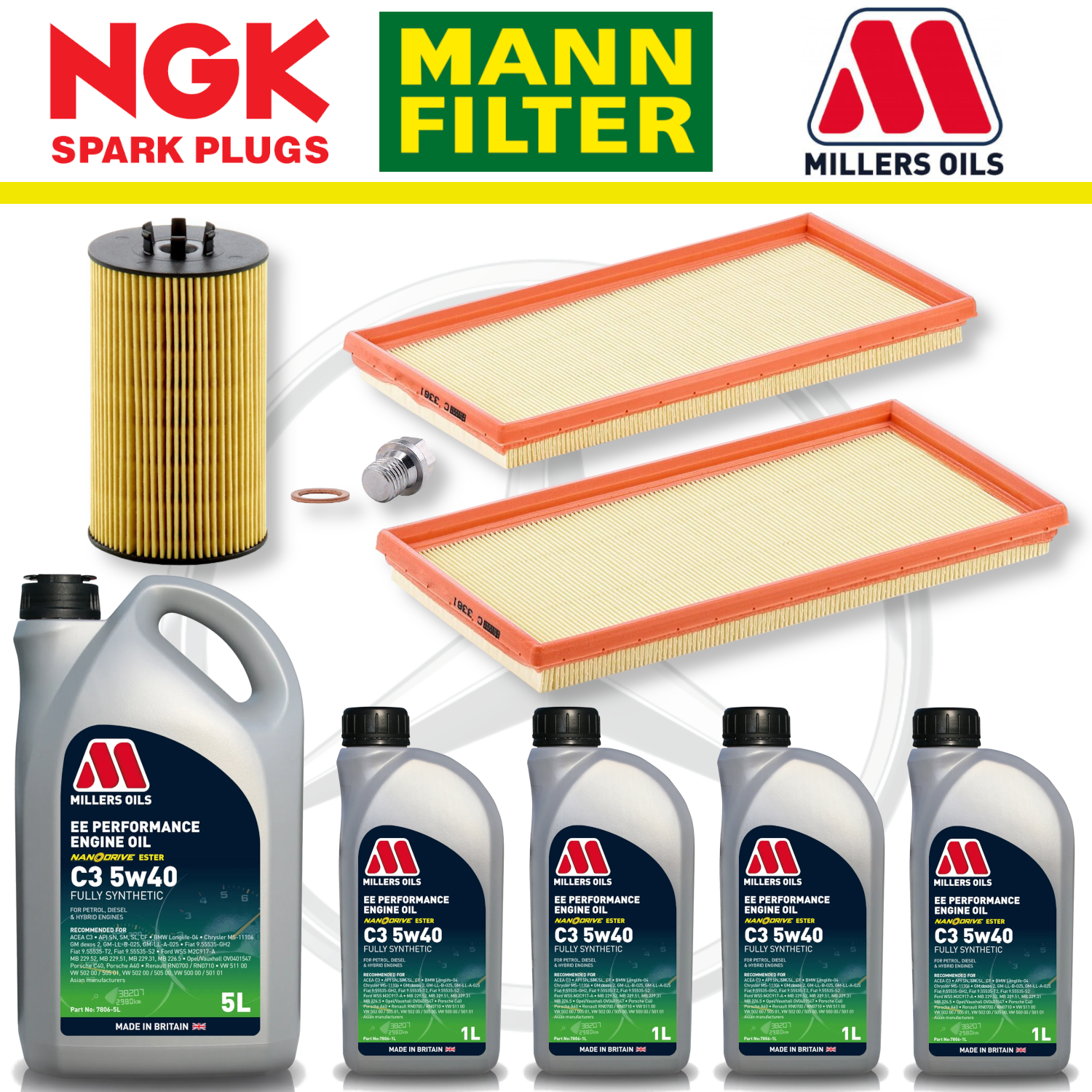 Mercedes E63 W212 AMG 6.2 M156 Home Service Pack - Millers Oil Premium