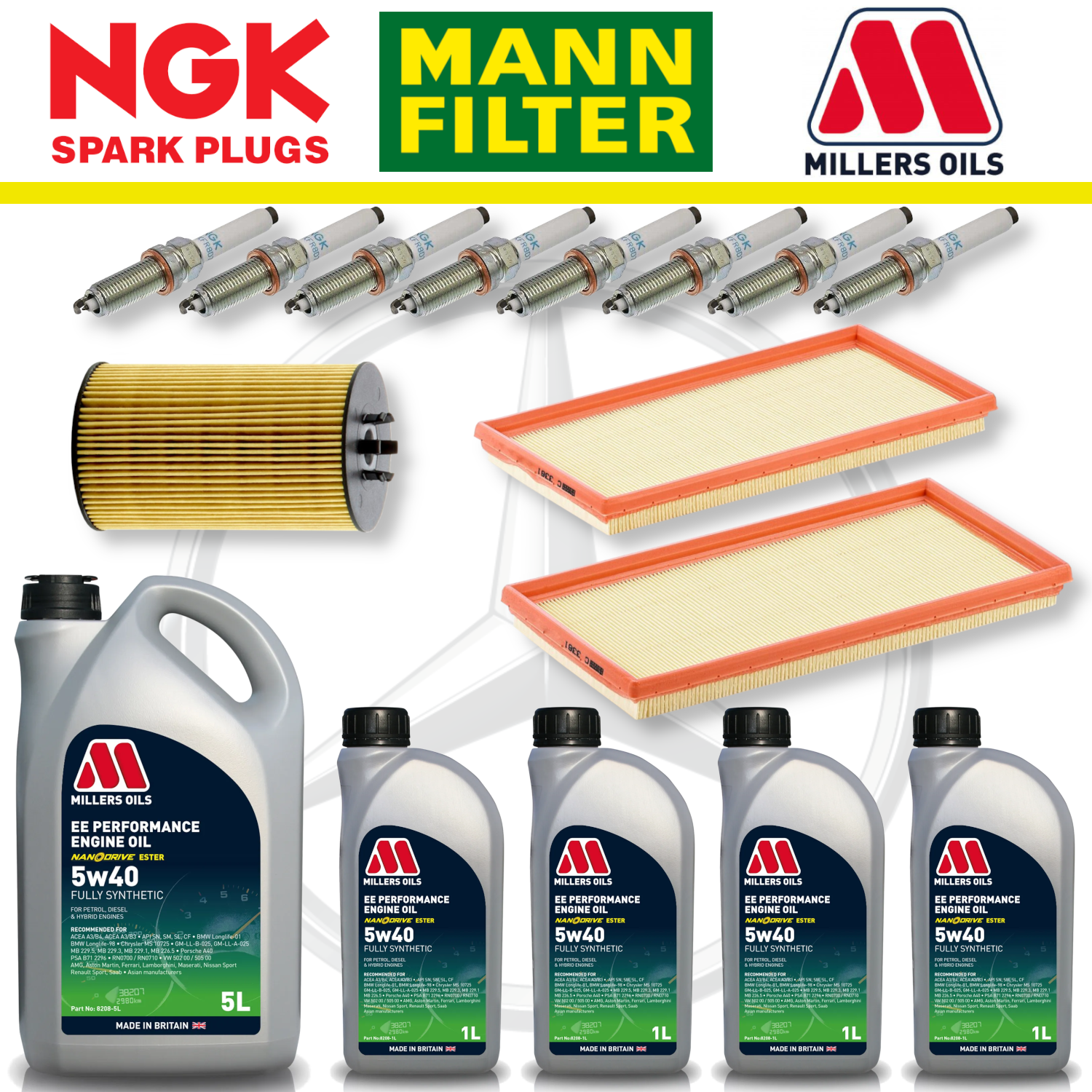 Mercedes E63 W212 AMG 6.2 M156 Home Service Pack - Millers Oil Premium