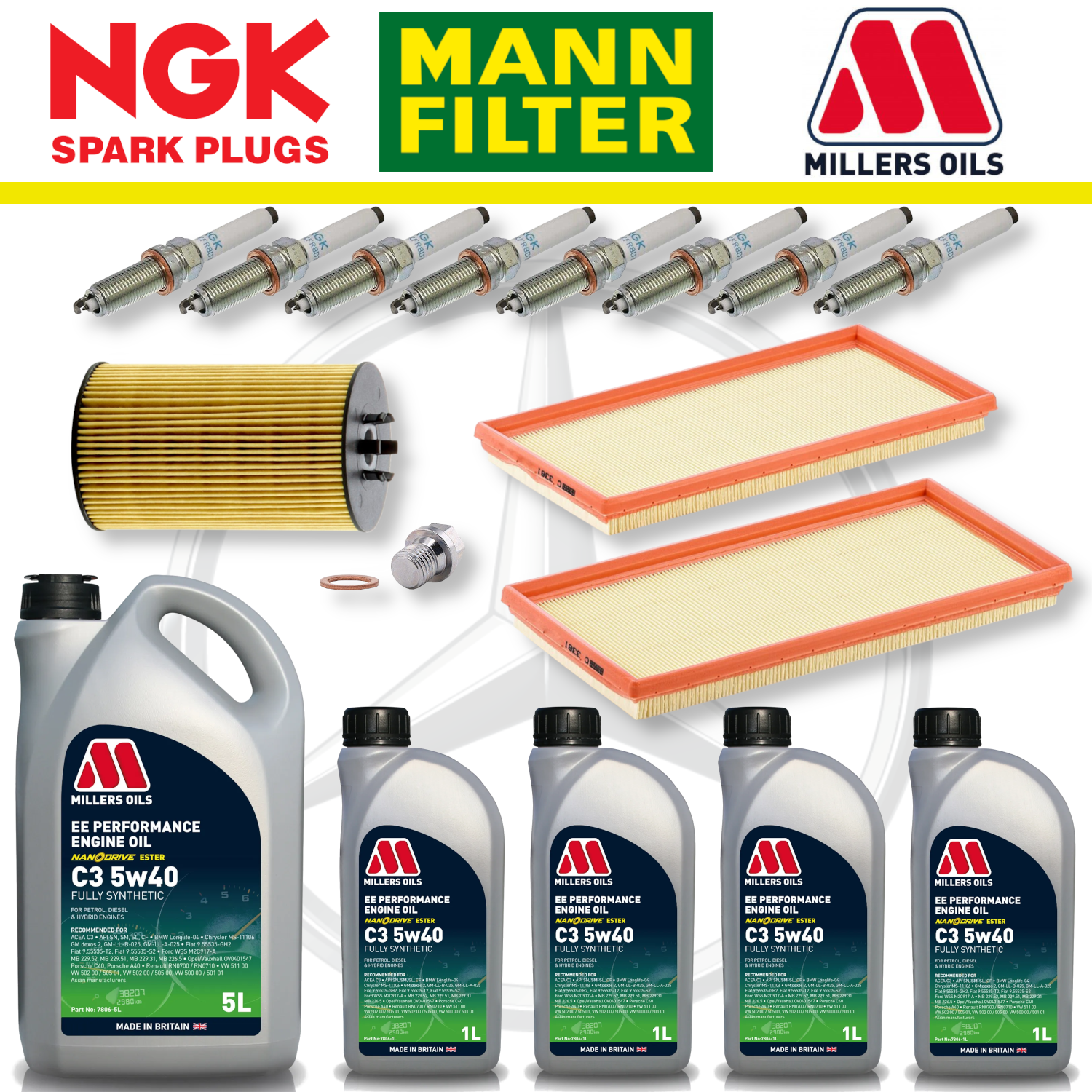 Mercedes E63 W212 AMG 6.2 M156 Home Service Pack - Millers Oil Premium