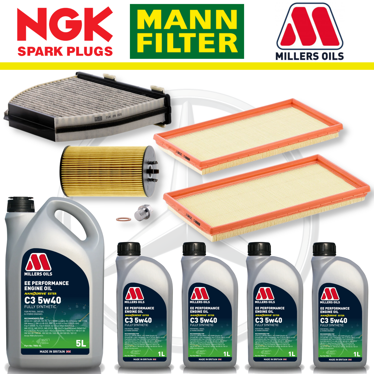 Mercedes E63 W212 AMG 6.2 M156 Home Service Pack - Millers Oil Premium