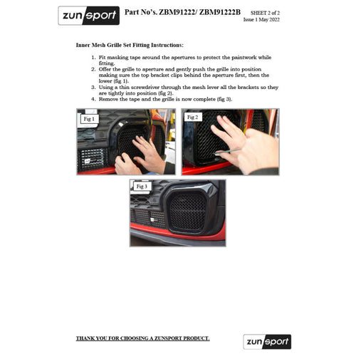 Zunsport Mini F56 JCW (2022>) - Front Grille Set