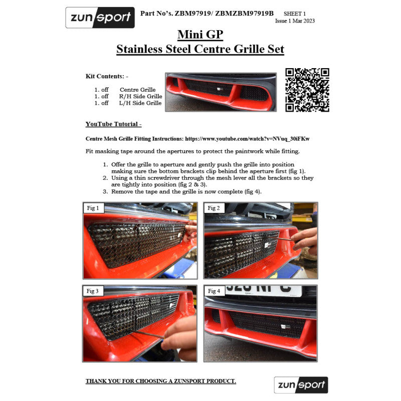 Zunsport Mini GP (2020>) - Ensemble de calandre avant