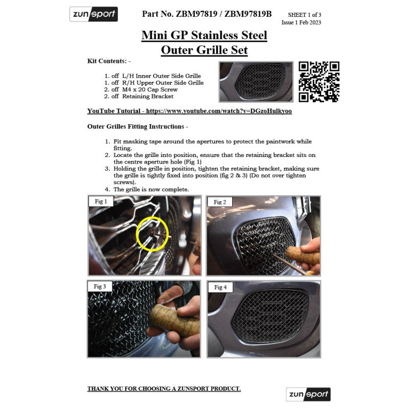 Zunsport Mini GP (2020-) - Outer Grille Set