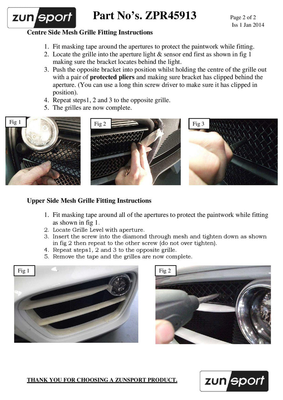 Zunsport Porsche 981 Cayman S - Front Outer Grille Set