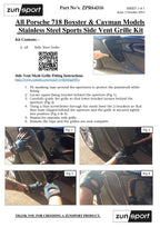 Zunsport Porsche 718 Boxster/Cayman S - Ensemble de grilles d'aération latérales