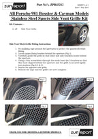 Zunsport Porsche 981 Boxster/Cayman S/GTS - Side Vent Grille Set
