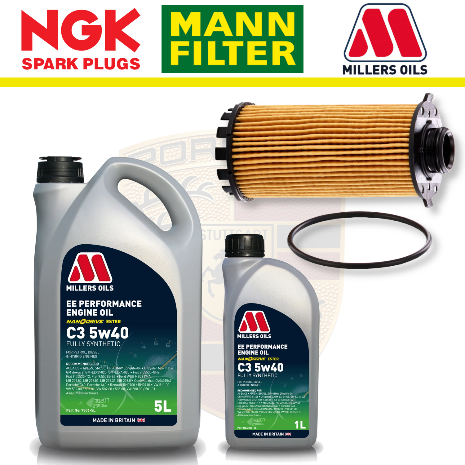 Porsche Boxster/Cayman 718 S/GTS 2.5 Paquete de servicio a domicilio - Aceite Millers Premium