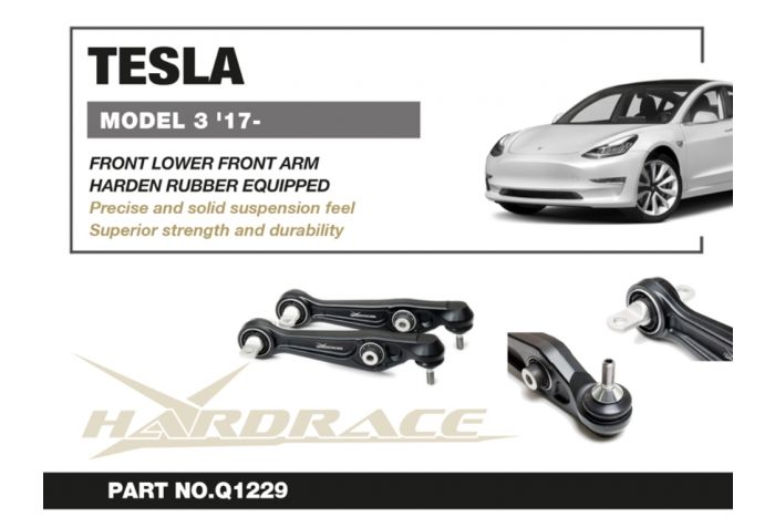 Hardrace Front Lower Front Straight Arm Hardened Rubber - Tesla Model 3