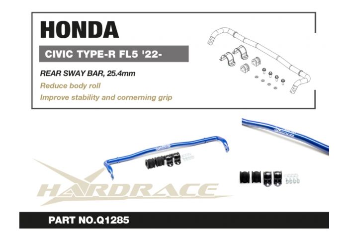 Barra estabilizadora trasera Hardrace de 25,4 mm - Honda Civic FL5 Type R