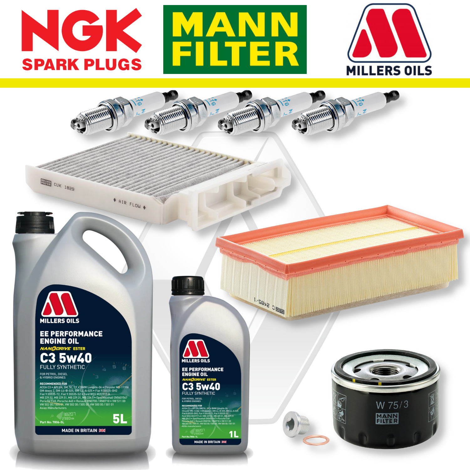 Renault Clio RS Mk3 197/200 F4R 2.0 Home Service Pack - Millers Oil Premium