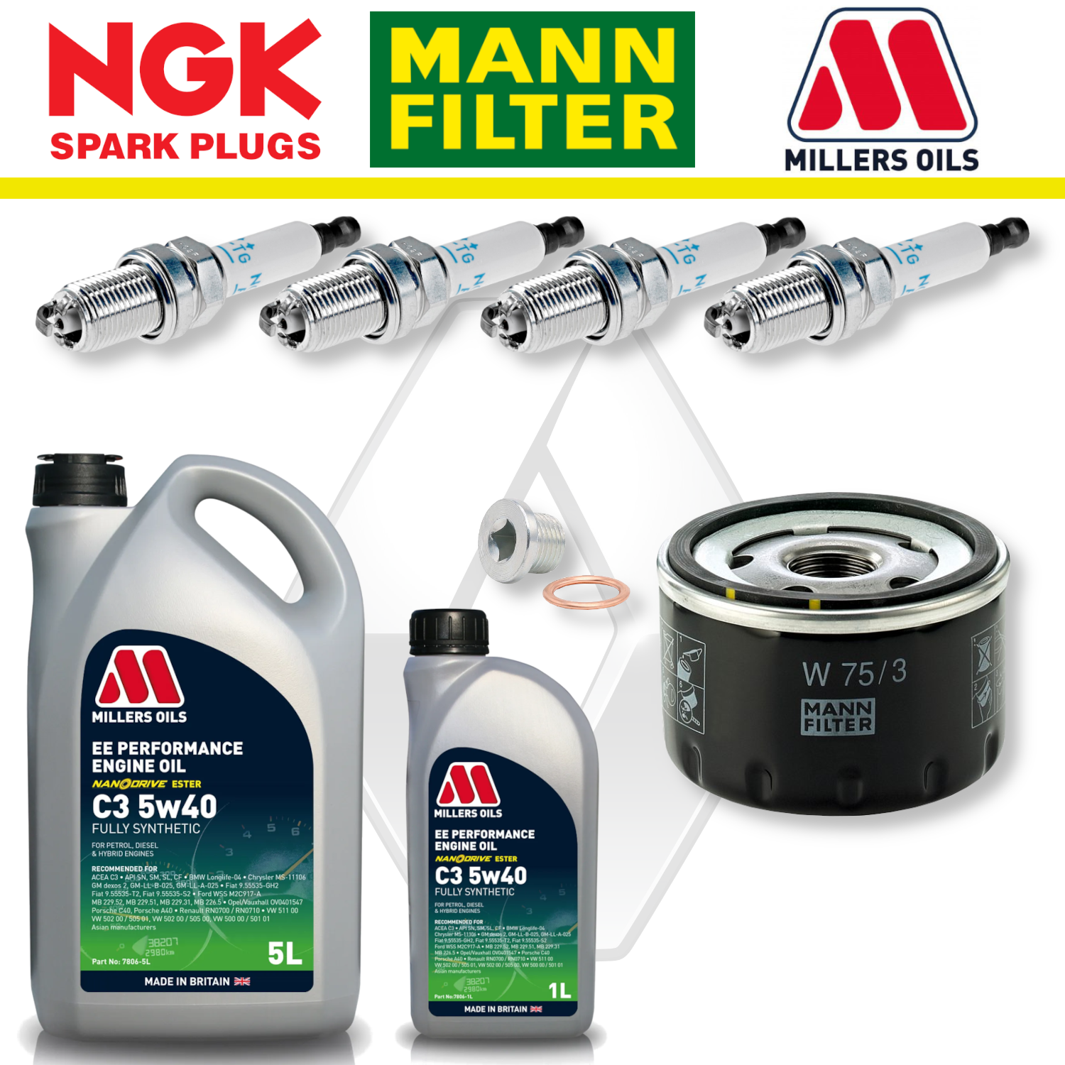 Renault Clio RS Mk3 197/200 F4R 2.0 Home Service Pack - Millers Oil Premium