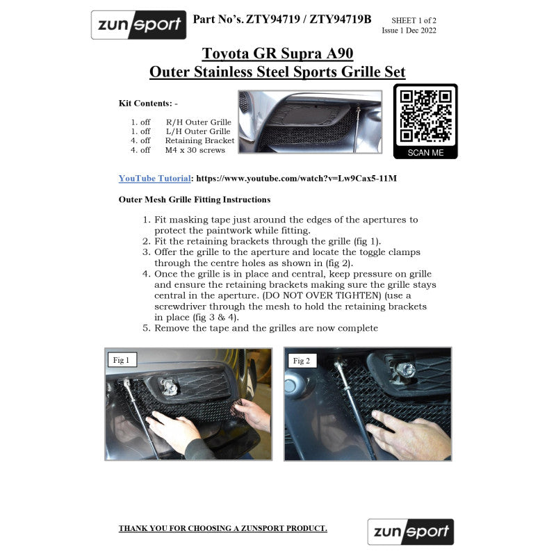 Zunsport Toyota GR Supra MK5 - Outer Grille Set